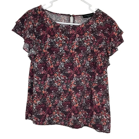 Cynthia Rowley Colorful Floral Flutter Sleeve Blouse Women’s Size Small Career - Picture 9 of 9